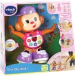 VTech - Titi Ouistiti – singe interactif – jouet singe – jouet bebe 12/36 mois – rose – Version FR
