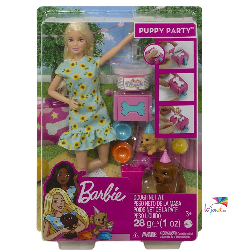 COFFRET BARBIE ANNIVERSAIRE DES CHIENS - MATTEL (6) COFFRET BARBIE ANNIVERSAIRE DES CHIENS MATTEL 6