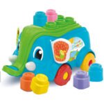 Clementoni- Soft Carrettino Elefante Clemmy Éléphant-premières Jouet-Briques de Construction-fabriqué en Italie, 10 Mois et Plus, 17162, Multicolore