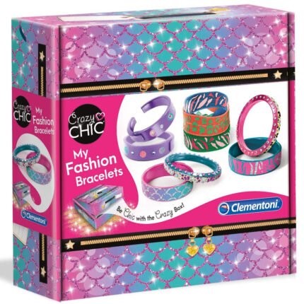 Clementoni - 18582 - Crazy Chic - My Fashion Bracelets - coffret de bijoux pour filles - loisir créatif, 7 ans et plus