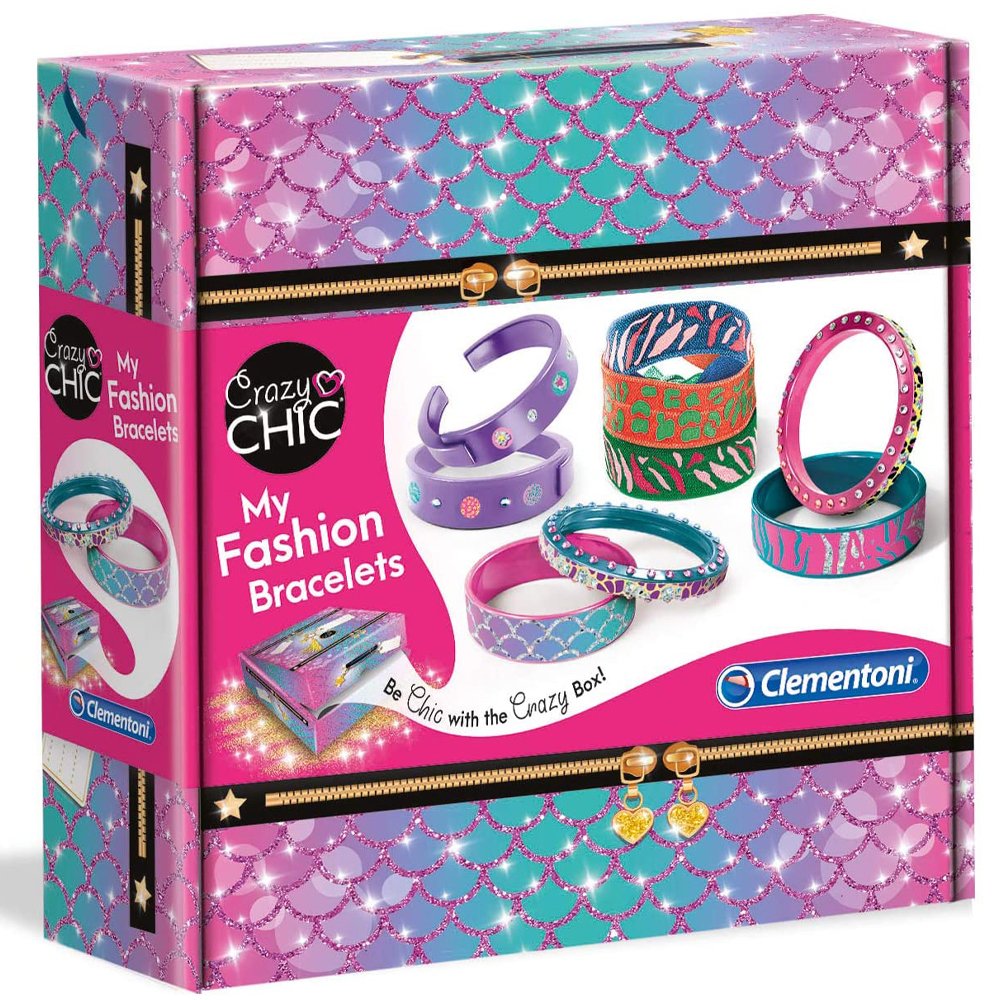 Crazy Chic - My Fashion Bracelets - coffret de bijoux pour filles - Clementoni - 185 (1) Clementoni - 18582 - Crazy Chic - My Fashion Bracelets - coffret de bijoux pour filles - loisir créatif, 7 ans et plus