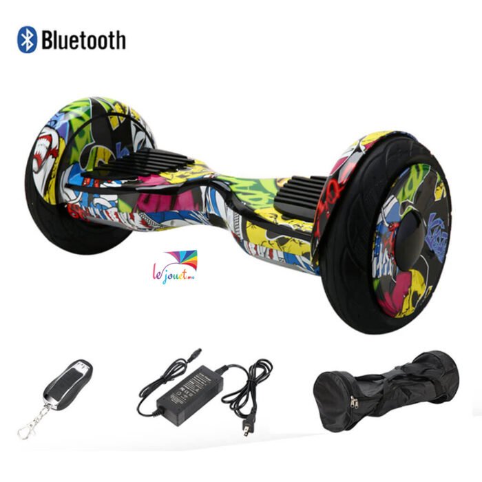 Nouveau Smart Hoverboard 4×4 Bluetooth 10 pouces graffiti flame et carbone 13