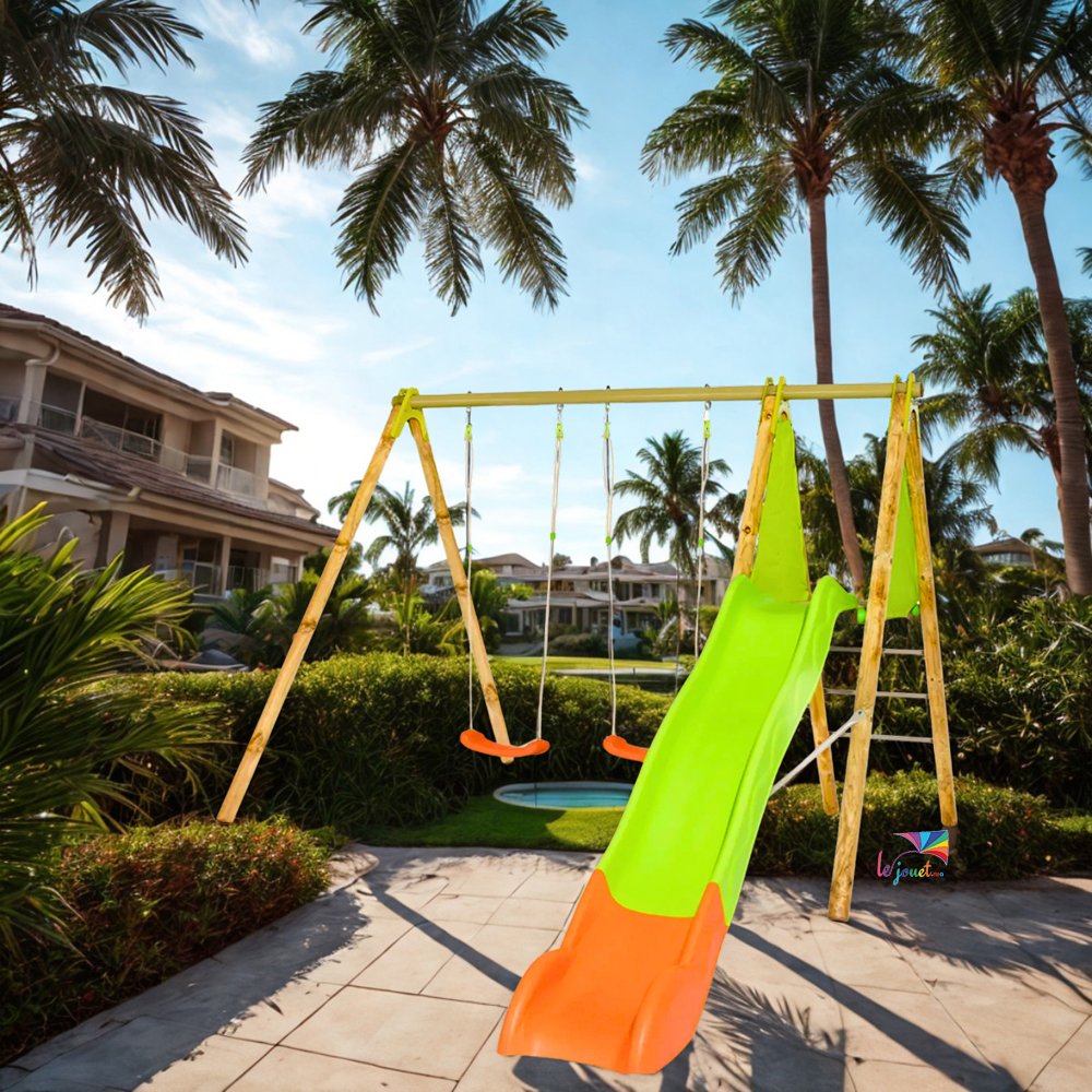 Balançoire en bois poutre métal 2,30 m Techwood ARROBA - Trigano (2) Balancoire en bois poutre metal 230 m Techwood ARROBA Trigano 2