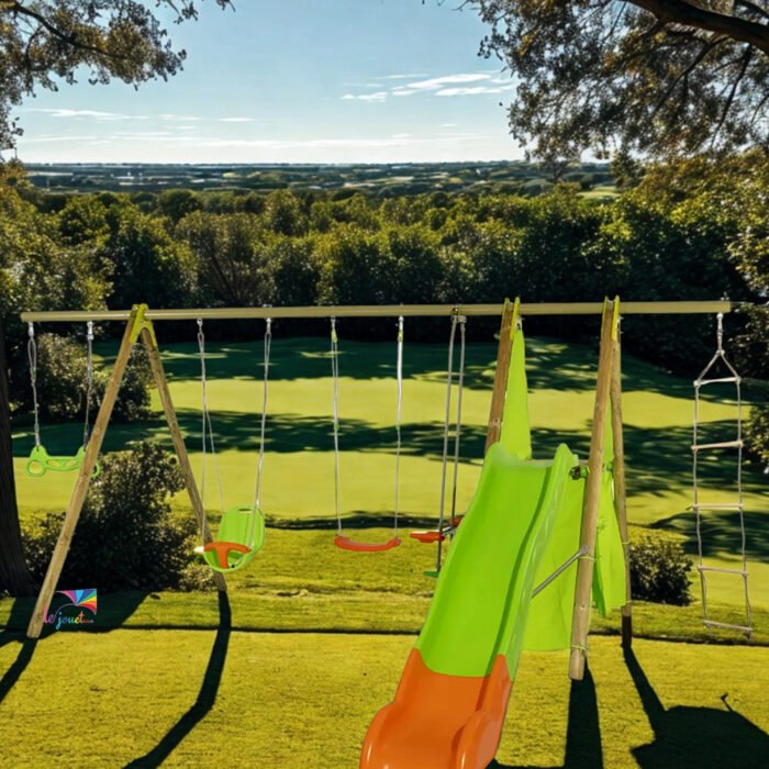 Aire de jeux bois poutre metal Techwood IMPALA Trigano 10