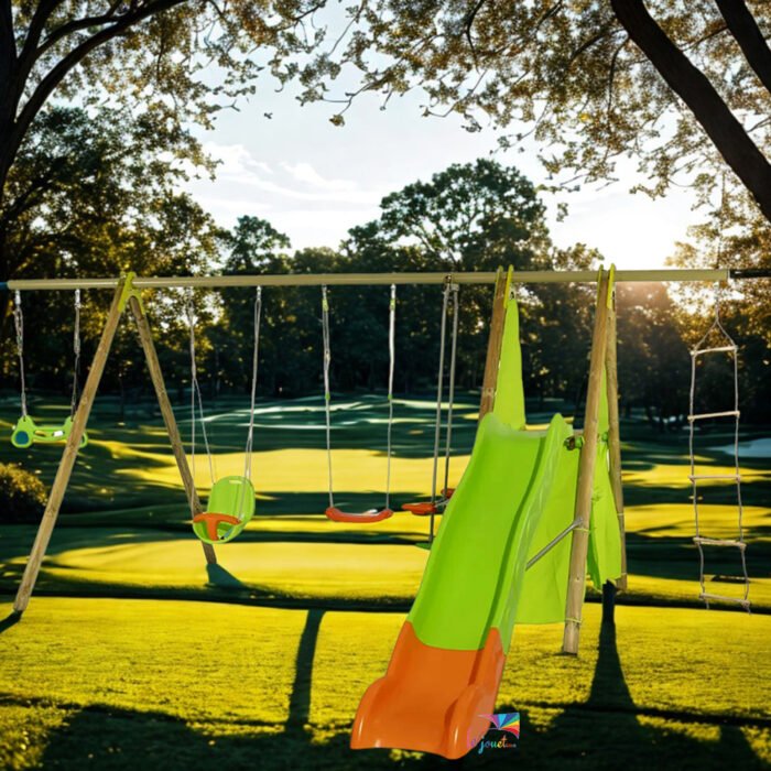 Aire de jeux bois poutre metal Techwood IMPALA Trigano 6 1