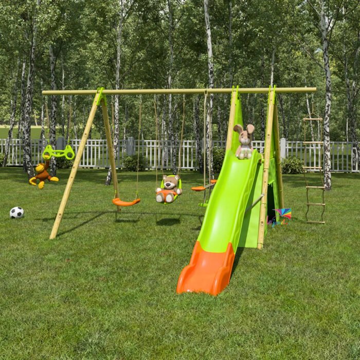Aire de jeux bois poutre metal Techwood IMPALA Trigano 9