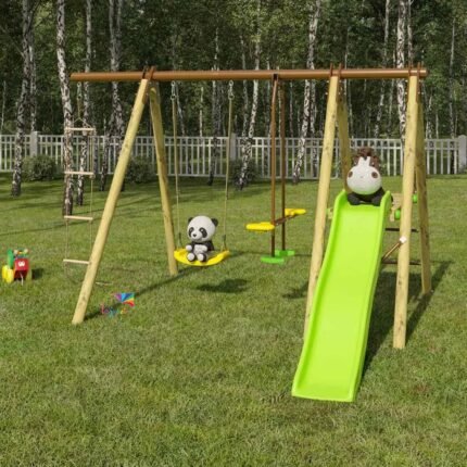 Balançoire en bois poutre métal 1m90 Techwood OREKA -Trigano -