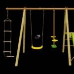 Balançoire en bois poutre métal 1m90 Techwood OREKA -Trigano -