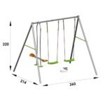 Portique en métal axion louise -Trigano jardin avec 2 balançoires + 1 siège face à face