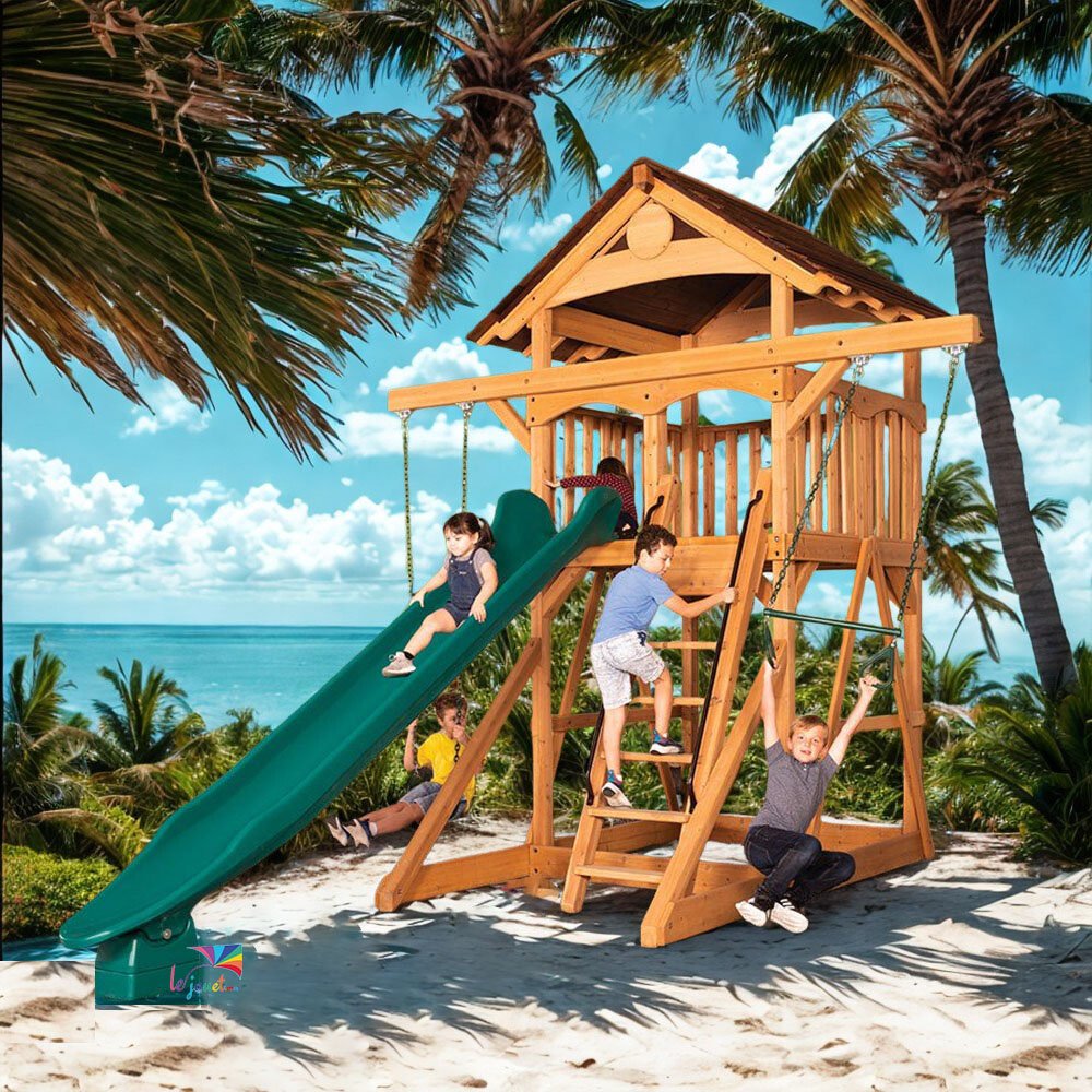 Classic Adventure Treehouse Junior Space Saver Swing Set – Wood Roof 4