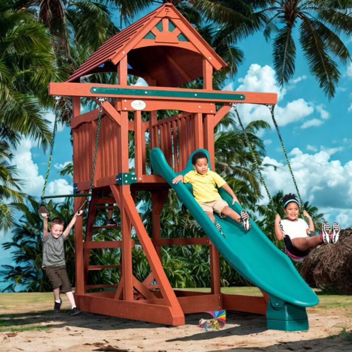 Classic Adventure Treehouse Junior Space Saver Swing Set – Wood Roof 5